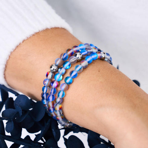 Unicorn Blue | Silver | Mermaid Glass Bead Bracelet